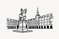 Plaza Mayor Madrid Spain hand drawn illustration vector