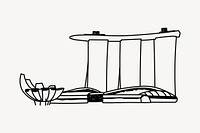 Marina Bay Sands Singapore hand drawn illustration vector