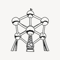 Atomium Belgium hand drawn illustration vector