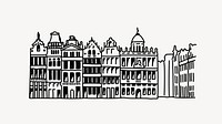 Grand Place Belgium hand drawn illustration vector