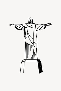 Christ the Redeemer Brazil hand drawn illustration vector