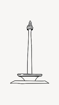 National Monument Indonesia hand drawn illustration vector