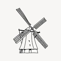 Netherland traditional windmill hand drawn illustration vector