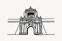 Fort Santiago Philippines hand drawn illustration vector