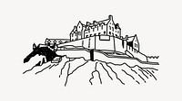 Edinburgh Castle Scotland hand drawn illustration vector