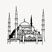 Blue Mosque Turkey hand drawn illustration vector
