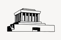 Ho Chi Minh's Mausoleum Vietnam doodle illustration vector
