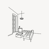 Modern living room hand drawn illustration vector