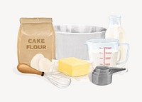 Baking ingredients & tool illustration