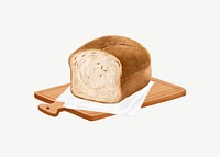 Bread loaf, breakfast food collage element psd