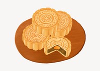 Chinese Mooncake, dessert food illustration