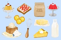 Homemade dessert, pastry collage element set psd