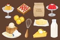 Homemade dessert, pastry collage element set psd