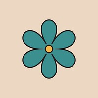 Green flower, retro illustration vector