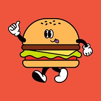 Retro hamburger, food illustration vector