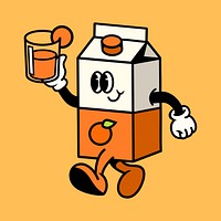 Retro orange juice carton, food illustration vector
