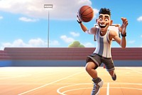 3D basketball player cartoon illustration