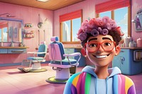 3D gay salon owner cartoon illustration