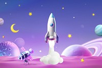 3D rocket purple illustration