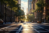 Blurred city street backdrop, natural light