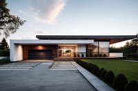 Blurred modern house backdrop, natural light