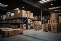 Blurred warehouse indoors backdrop