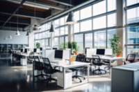 Blurred modern office interior backdrop, natural light