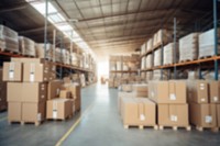 Blurred warehouse indoors backdrop