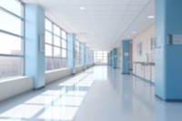 Blurred hospital corridor backdrop, natural light