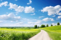 Blurred Spring green field backdrop, natural light