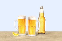 Beer glasses background, aesthetic digital paint