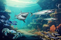 Hunting shark digital paint illustration
