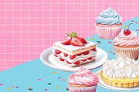 Dessert digital paint pink background