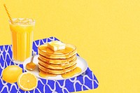 Breakfast digital paint background, pancakes & orange juice