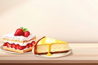 Cake dessert background, aesthetic food digital paint