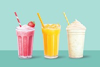 Colorful smoothies background, aesthetic food digital paint