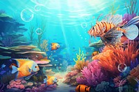 Aesthetic underwater background, environment digital painting