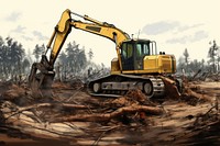 Bulldozer dirt tree development. 