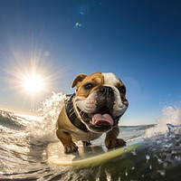 Dog outdoors bulldog surfing. AI generated Image by rawpixel.