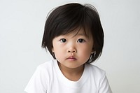 Child portrait photo white background. 