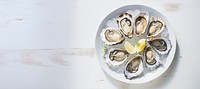 Oyster plate seafood clam. AI generated Image by rawpixel.