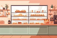 Bakery food shop arrangement. 