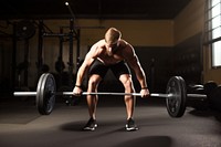 Gym deadlift barbell sports. 