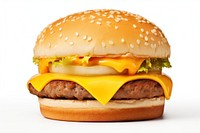 Cheese burger food white background. 