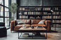 Table furniture bookshelf bookcase. 