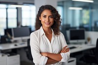 Smiling office adult woman. 