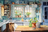 Kitchen furniture painting window. AI generated Image by rawpixel.