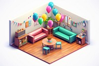 Room architecture furniture balloon. AI generated Image by rawpixel.