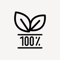 100% organic flat icon vector