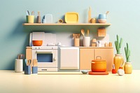 Kitchen appliance shelf blue. AI generated Image by rawpixel.